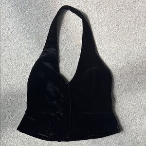 Zara Black Velvet Vest